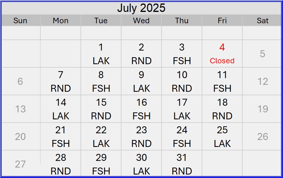 recycling calendar july 25
